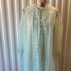 Vanity Fair Peignoir Set Lacy and Sheer Gown and Robe 1960s